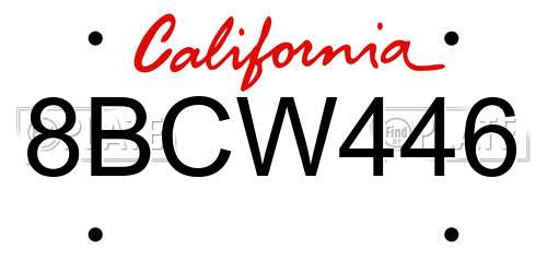 8BCW446 California License Plate