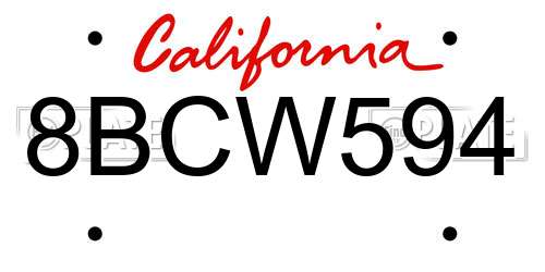 8BCW594 California License Plate
