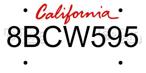 8BCW595 California License Plate