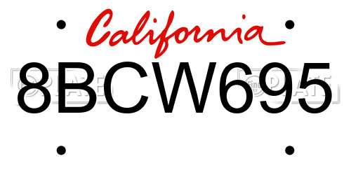 8BCW695 California License Plate