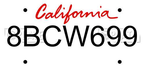 8BCW699 California License Plate