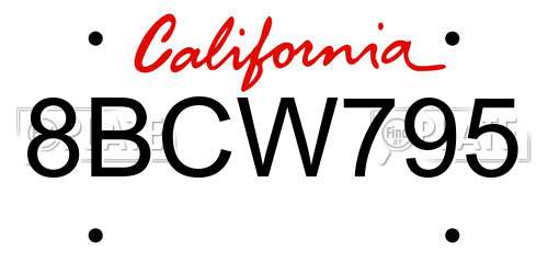 8BCW795 California License Plate