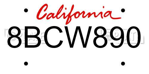 8BCW890 California License Plate