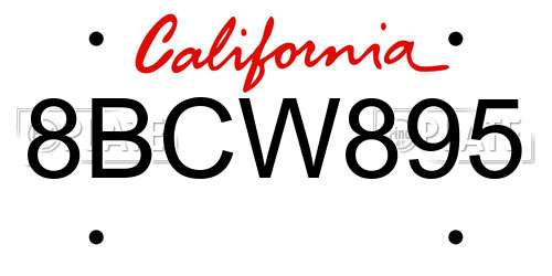 8BCW895 California License Plate