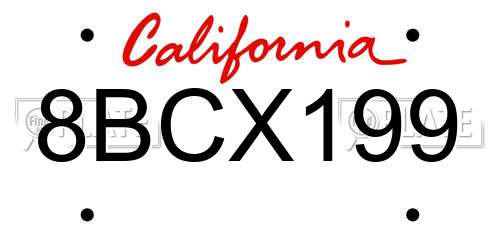 8BCX199 California License Plate