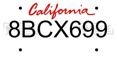 8BCX699 California License Plate