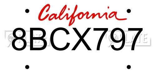 8BCX797 California License Plate