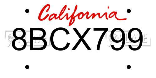 8BCX799 California License Plate