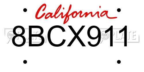 8BCX911 California License Plate