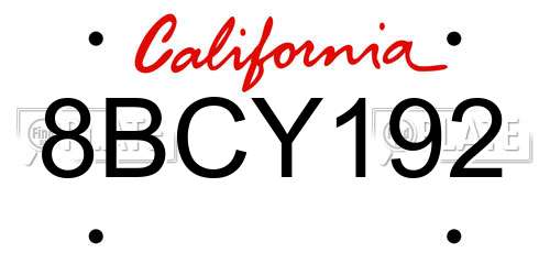 8BCY192 California License Plate