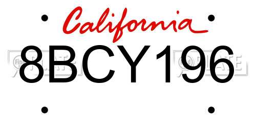 8BCY196 California License Plate