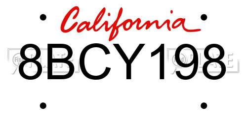 8BCY198 California License Plate