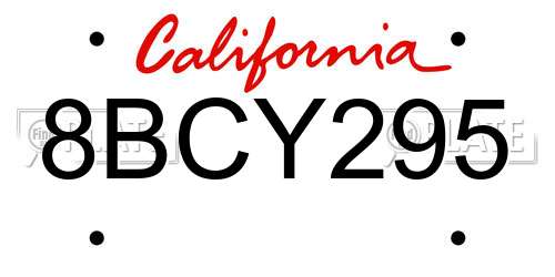 8BCY295 California License Plate