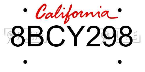 8BCY298 California License Plate