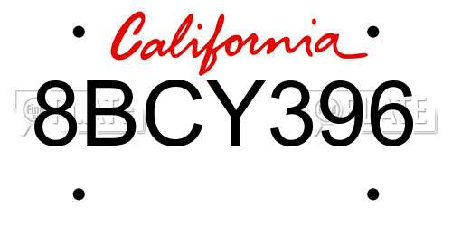 8BCY396 California License Plate