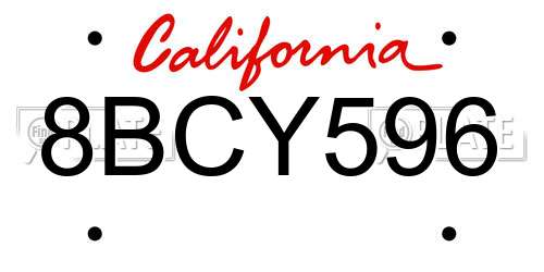 8BCY596 California License Plate