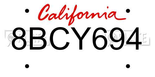 8BCY694 California License Plate