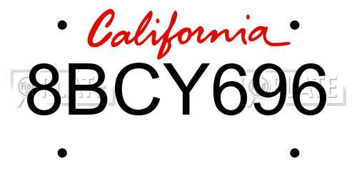 8BCY696 California License Plate