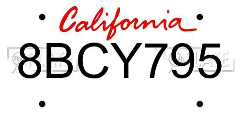 8BCY795 California License Plate