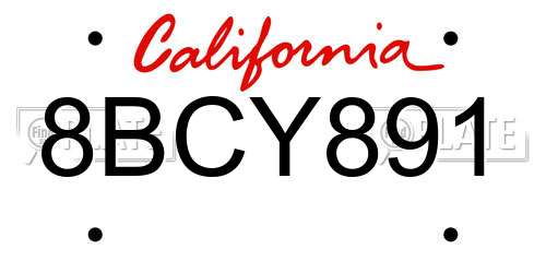 8BCY891 California License Plate