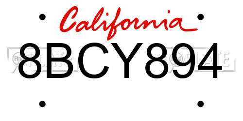8BCY894 California License Plate