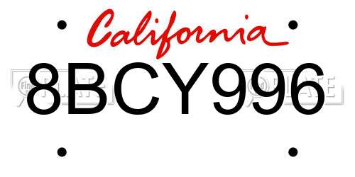 8BCY996 California License Plate