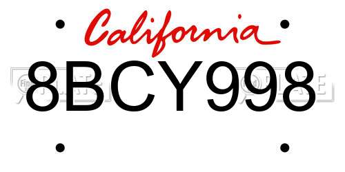 8BCY998 California License Plate