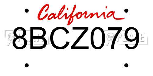 8BCZ079 California License Plate
