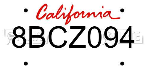 8BCZ094 California License Plate