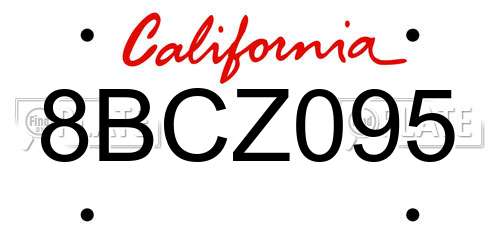 8BCZ095 California License Plate