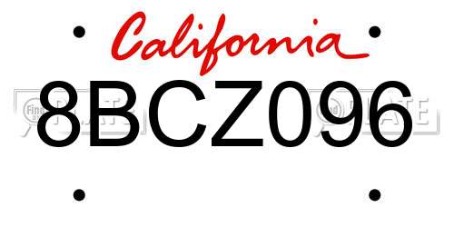 8BCZ096 California License Plate