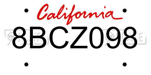 8BCZ098 California License Plate