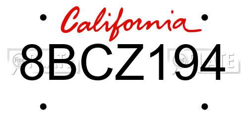 8BCZ194 California License Plate