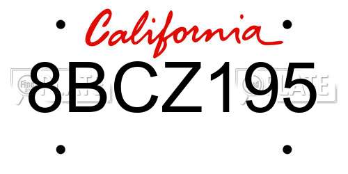 8BCZ195 California License Plate