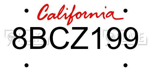 8BCZ199 California License Plate