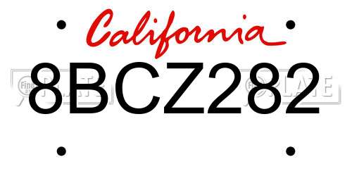 8BCZ282 California License Plate