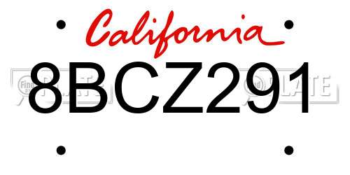 8BCZ291 California License Plate