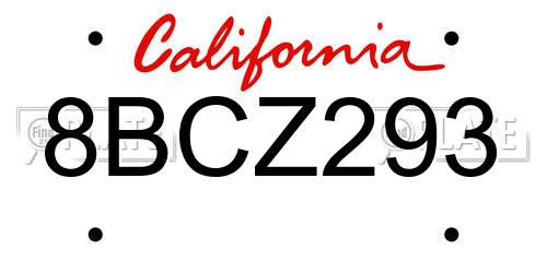 8BCZ293 California License Plate