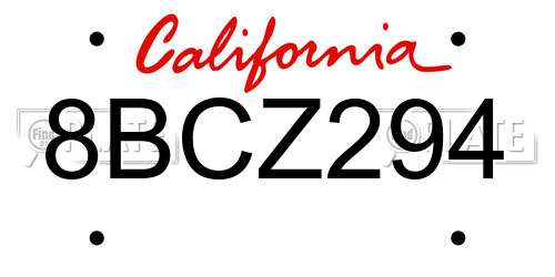 8BCZ294 California License Plate