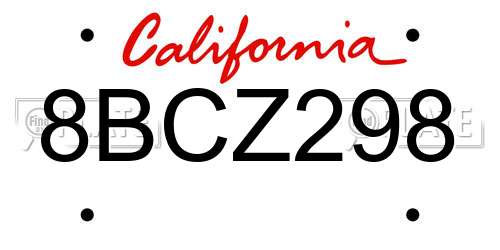 8BCZ298 California License Plate