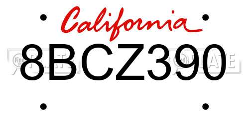 8BCZ390 California License Plate