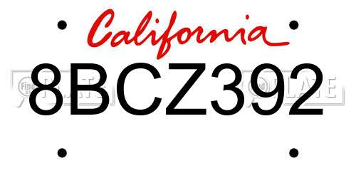 8BCZ392 California License Plate