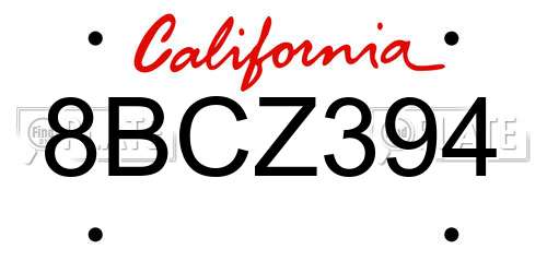 8BCZ394 California License Plate