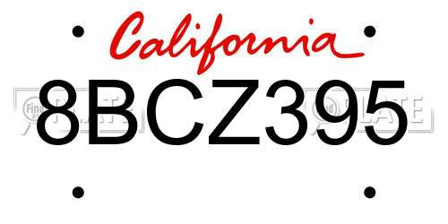 8BCZ395 California License Plate