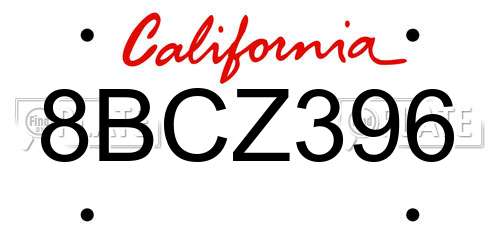 8BCZ396 California License Plate