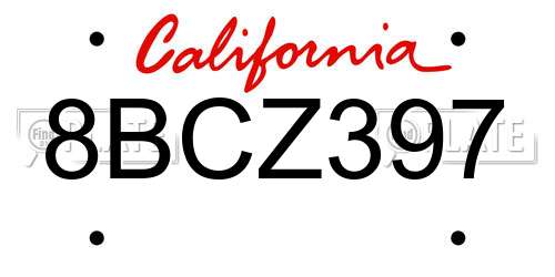8BCZ397 California License Plate