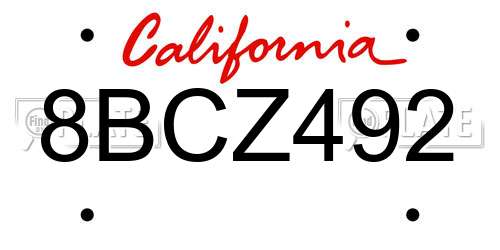 8BCZ492 California License Plate