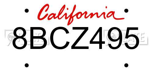 8BCZ495 California License Plate