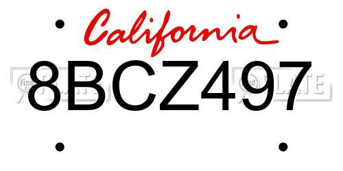 8BCZ497 California License Plate
