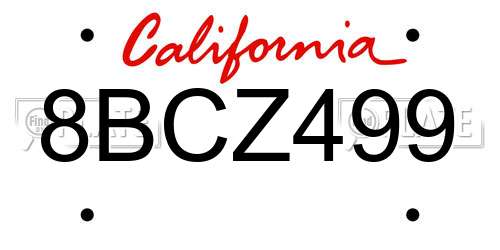 8BCZ499 California License Plate